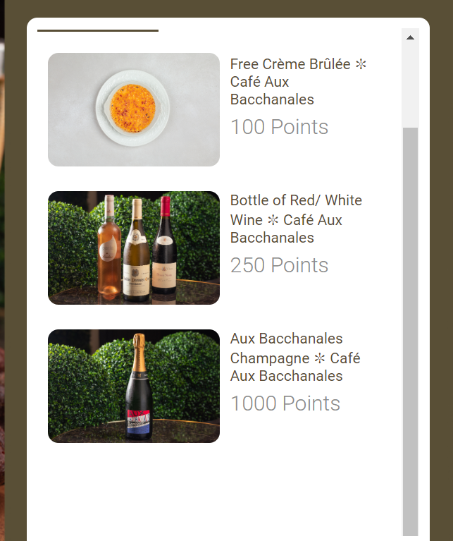 Cafê Aux Bacchanales Rewards