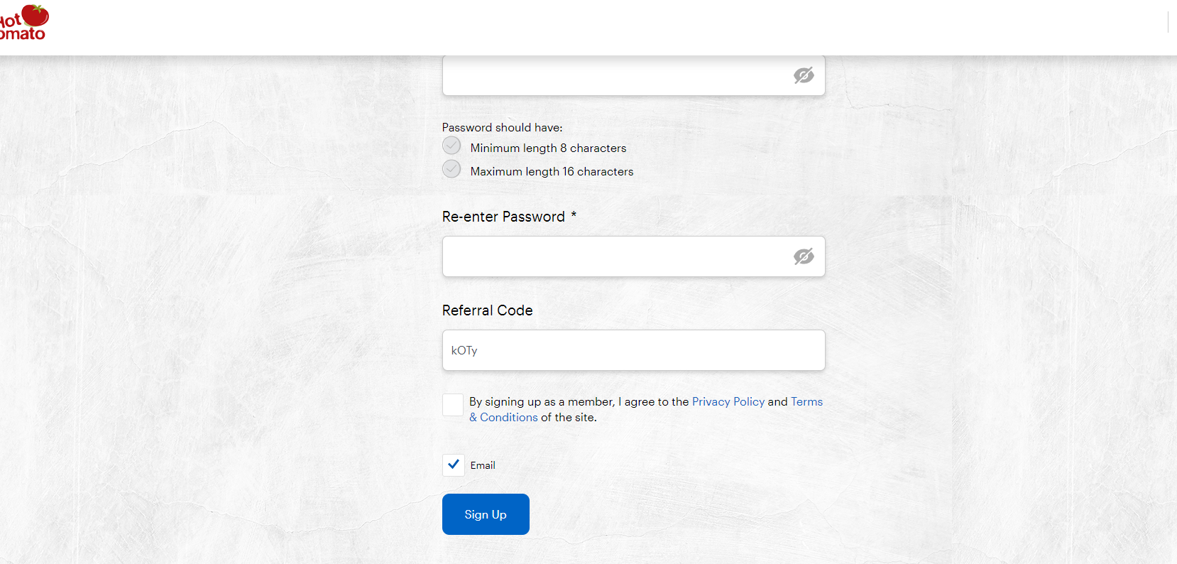 Hoshino Coffee Sign Up